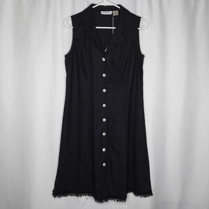 Selene Button Shirt-Dress S Linen Blend Sleeveless Collar Midi Witchy Boho Y2K